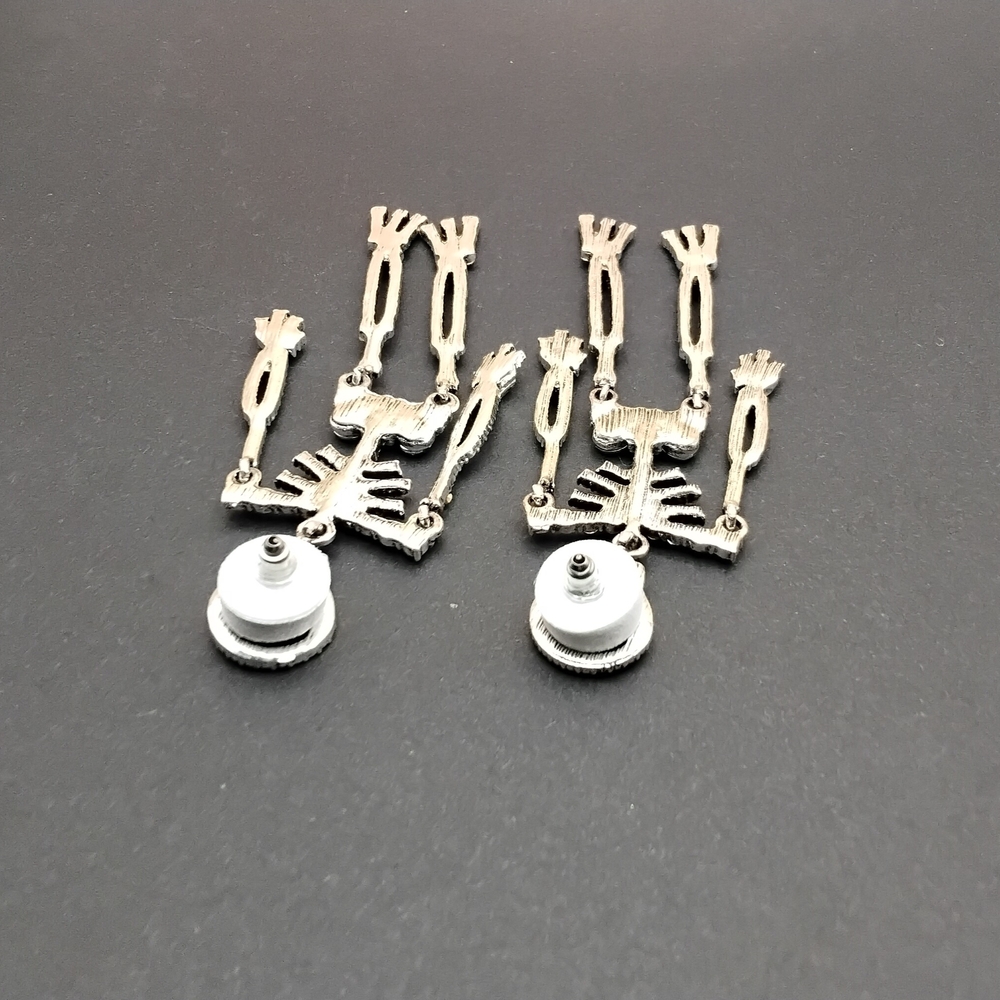 Sparking Rhinestone Skeleton Earrings - image 3